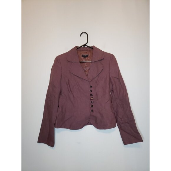 Mark Jackets & Blazers - Mark Women 6 38 Jacket Blazer Purple 100% Linen Button Up Lined Made In Belgium